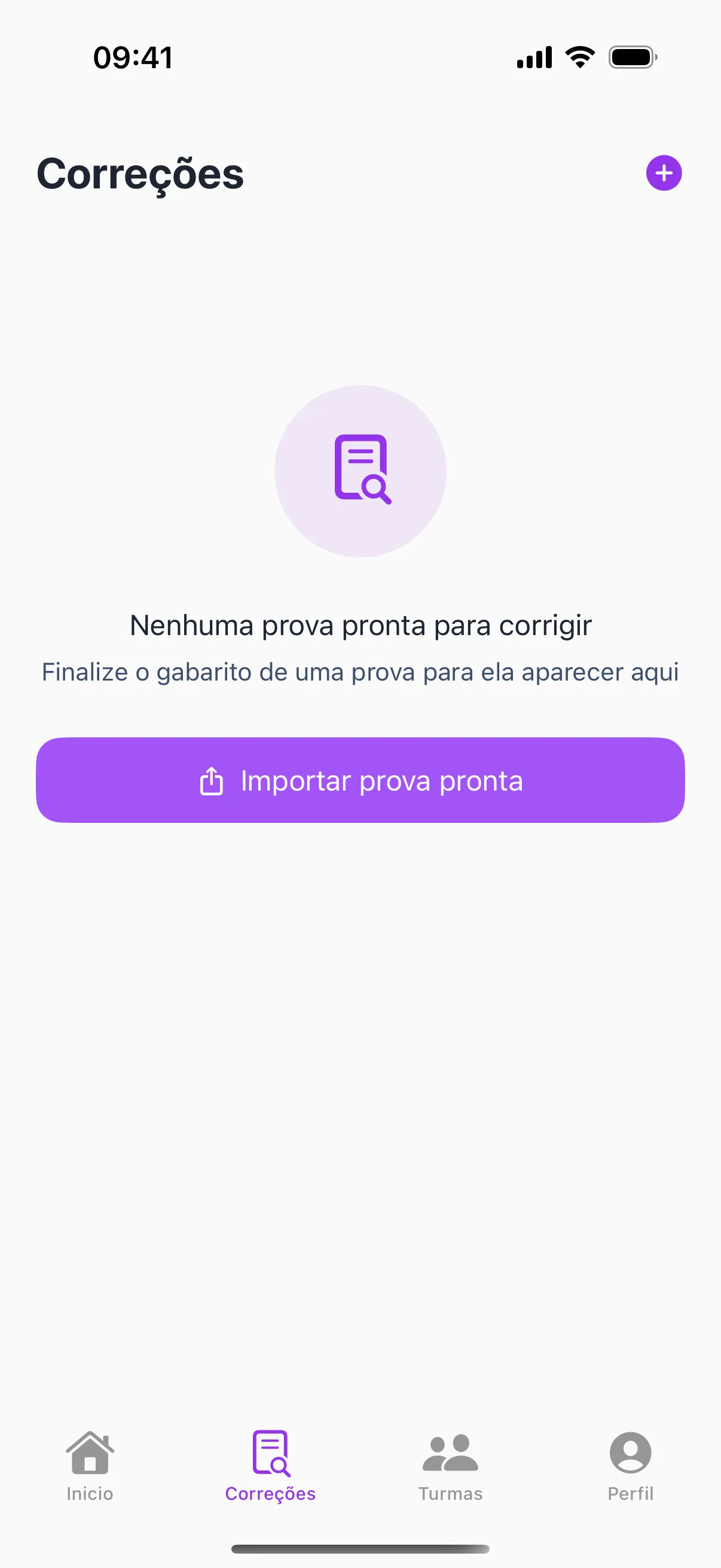 Tela de correções do aplicativo Cursiva no iPhone